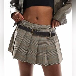 Sincerely Jules Plaid Pleated Mini Skirt with Belt